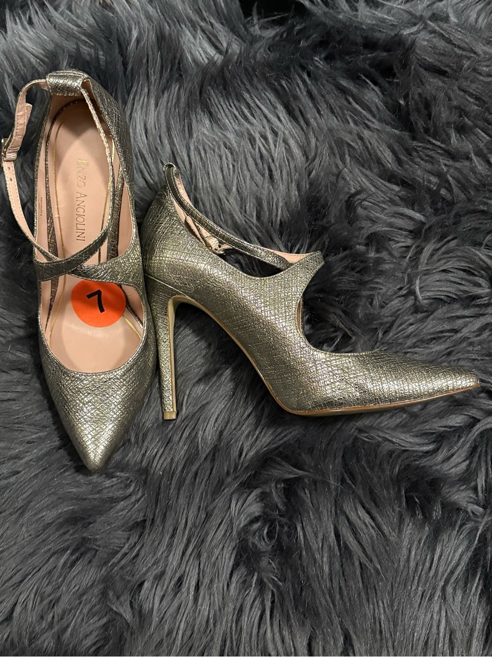 Enzo Angiolini Gold Metallic Pointed-Toe Stiletto Heels